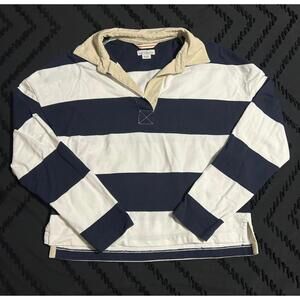 Vintage LL Bean Signature Long Sleeve Striped Polo Rugby Shirt Womens Size XS